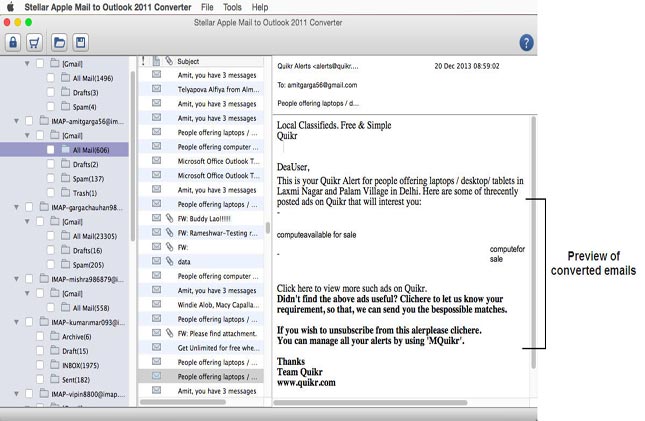 scan selected Apple Mail file