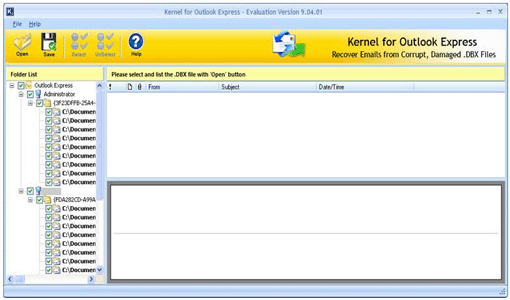 Outlook Express Repair Software - Home Screens