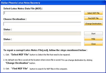 Lotus Notes Recovery - Home Screens