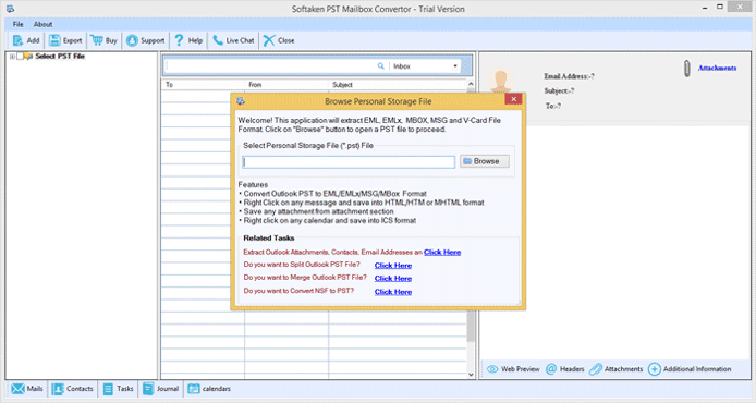 Select Outlook PST file for Conversion