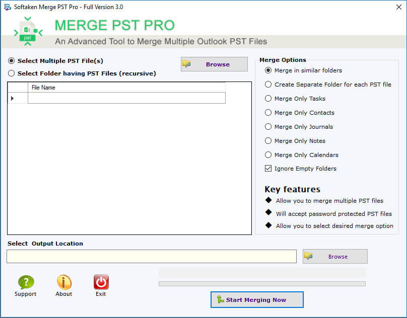 EmailSoftwares PST Merger Tool - Home Screens