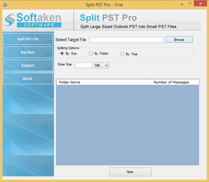 EmailSoftwares Split PST File - Home Screens